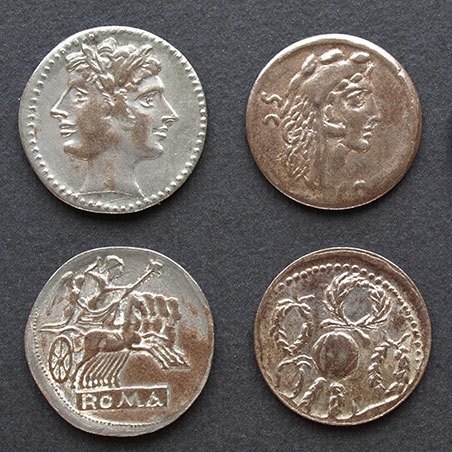 artist depiction of Roman civil war coins